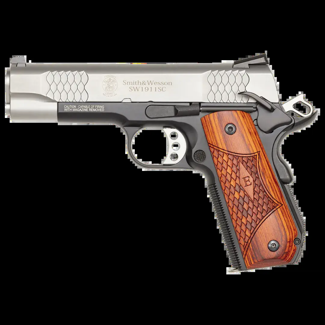 SW1911SC E-SERIES ROUND BUTT SCANDIUM FRAME SILVERBLACK