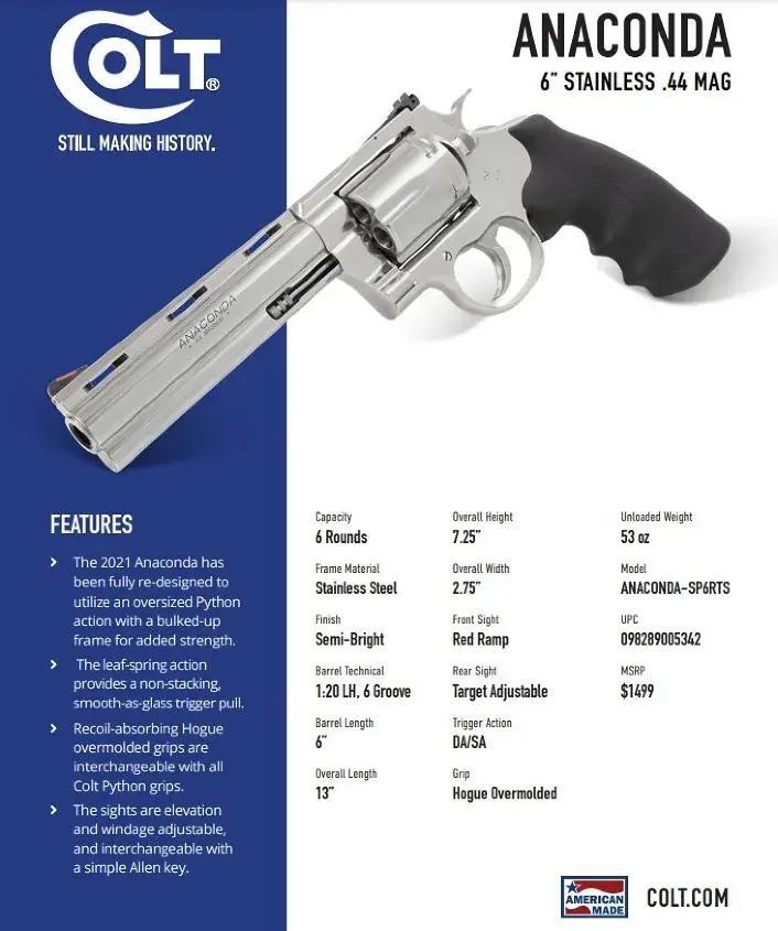 COLT Anaconda .44 Magnum, 6"  