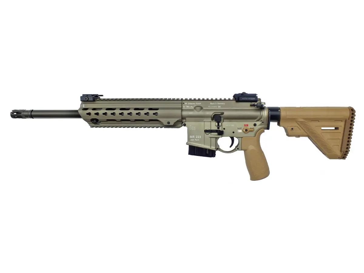 HK MR223 A3 14,5, kal. .223Rem., Slim-Line HKey Handguard GREEN-BROWN
